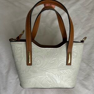Elegant White Embossed Handbag